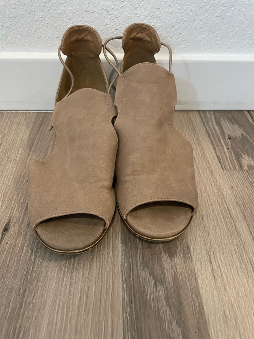 Lucky Brand Taupe Open-Toe Slingback Sandals
